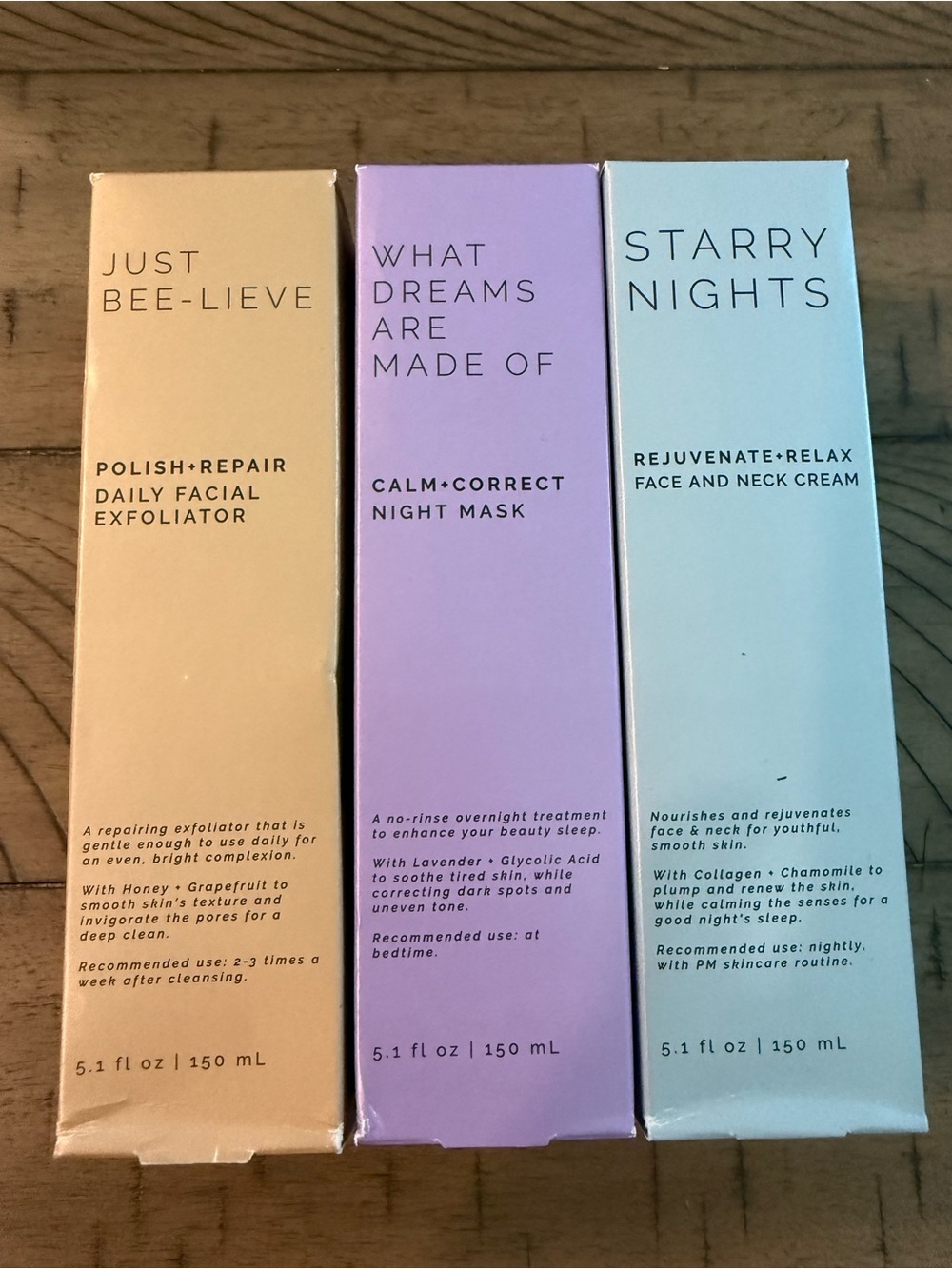 3 Pc Skincare Sun & Moon Set: Exfoliator, Night Mask and Face & Neck Cream 150mL